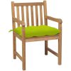 Trädgårdsstolar 8 st med ljusgröna dynor massiv teak vidaXL – miniatyr 3