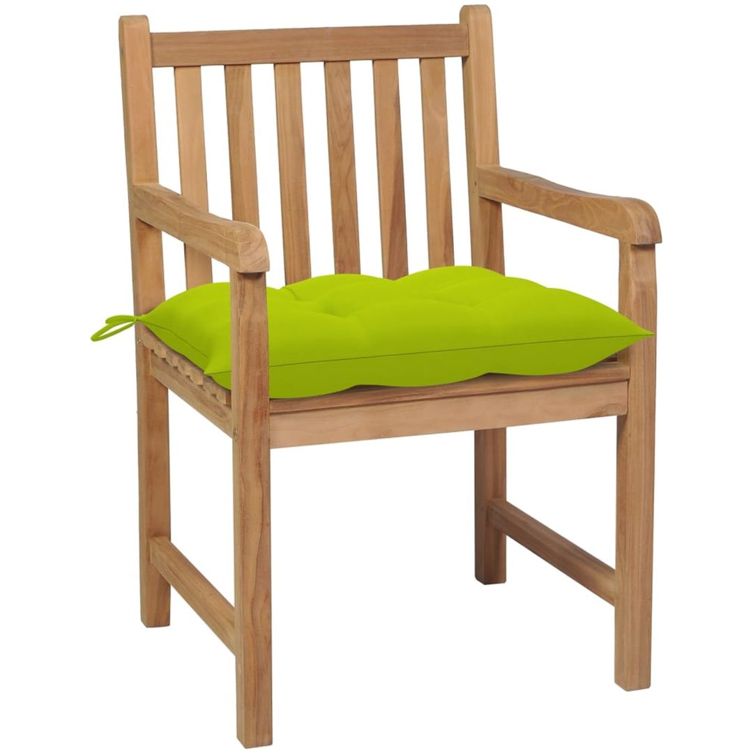 Trädgårdsstolar 8 st med ljusgröna dynor massiv teak vidaXL – bild 3