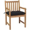 Trädgårdsstolar 8 st med svarta dynor massiv teak vidaXL – miniatyr 3