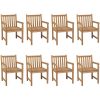 Trädgårdsstolar 8 st med taupe dynor massiv teak vidaXL – miniatyr 2