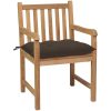 Trädgårdsstolar 8 st med taupe dynor massiv teak vidaXL – miniatyr 3
