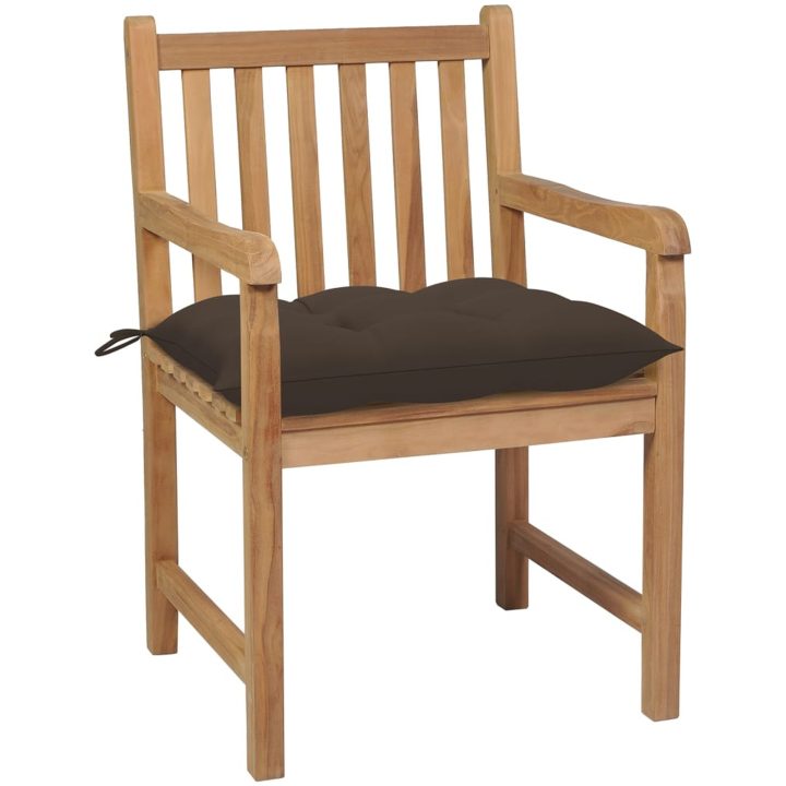 Trädgårdsstolar 8 st med taupe dynor massiv teak vidaXL – bild 3