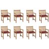 Trädgårdsstolar 8 st med vinröda dynor massiv teak vidaXL – miniatyr 1