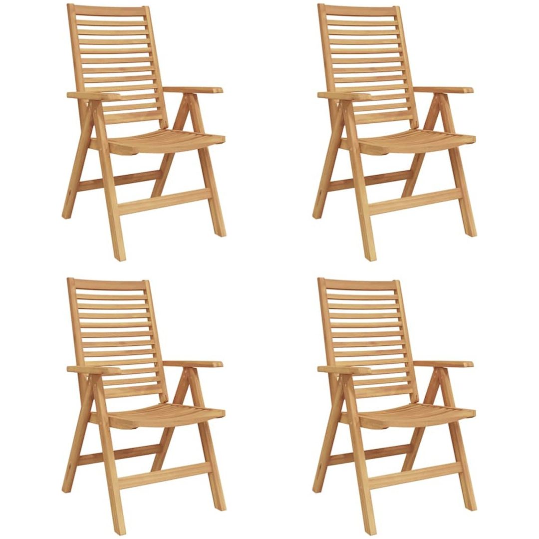 Trädgårdsstolar Fällbara 4 st Massivt trä Teak vidaXL Standard – bild 2