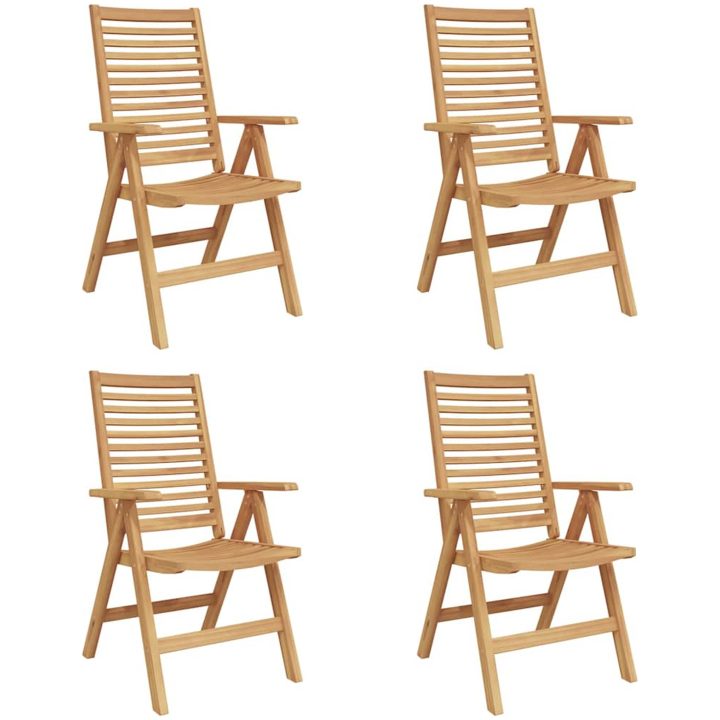 Trädgårdsstolar Fällbara 4 st Massivt trä Teak vidaXL Standard – bild 2