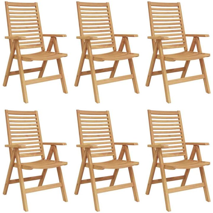trädgårdsstolar fällbara 6 st solid teak vidaXL Standard – bild 2