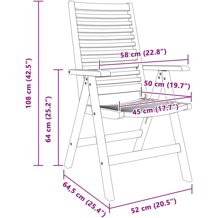 trädgårdsstolar fällbara 6 st solid teak vidaXL Standard – bild 11