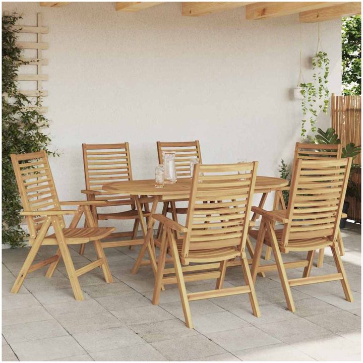 trädgårdsstolar fällbara 6 st solid teak vidaXL Standard – bild 3