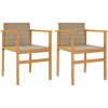 Trädgårdsstolar m.dynor 2 st beige konstrotting och massivt trä vidaXL – miniatyr 2