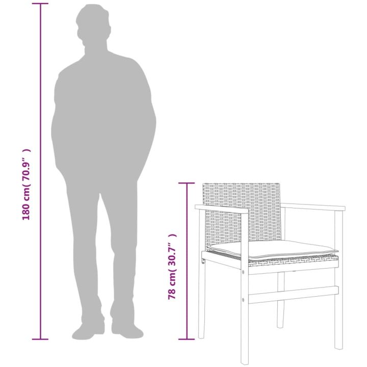 Trädgårdsstolar m.dynor 2 st beige konstrotting och massivt trä vidaXL – bild 11