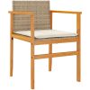Trädgårdsstolar m.dynor 2 st beige konstrotting och massivt trä vidaXL – miniatyr 4