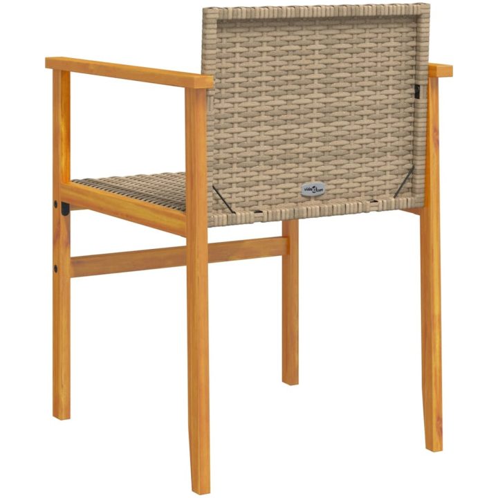 Trädgårdsstolar m.dynor 2 st beige konstrotting och massivt trä vidaXL – bild 7