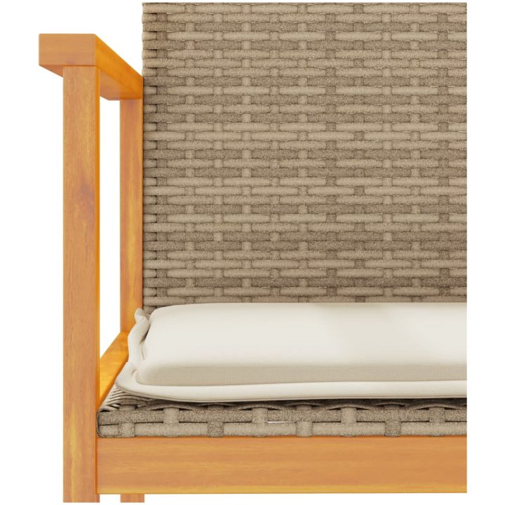 Trädgårdsstolar m.dynor 2 st beige konstrotting och massivt trä vidaXL – bild 8