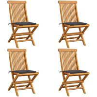 Trädgårdsstolar med antracit dynor 4 st massiv teak vidaXL