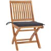 Trädgårdsstolar med antracita dynor 2 st massiv teak vidaXL – miniatyr 2