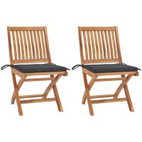 Trädgårdsstolar med antracita dynor 2 st massiv teak vidaXL