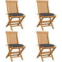 Trädgårdsstolar med antracita dynor 4 st massiv teak vidaXL