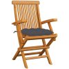 Trädgårdsstolar med antracita dynor 6 st massiv teak vidaXL – miniatyr 2