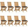 Trädgårdsstolar med antracitgrå dynor 8 st massiv teak vidaXL – miniatyr 1