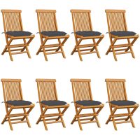 Trädgårdsstolar med antracitgrå dynor 8 st massiv teak vidaXL