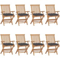 Trädgårdsstolar med antracitgrå dynor 8 st massiv teak vidaXL