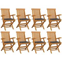 Trädgårdsstolar med antracitgråa dynor 8 st massiv teak vidaXL