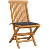 Trädgårdsstolar med antracitgråa dynor 8 st massiv teak vidaXL – miniatyr 2