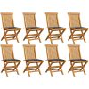 Trädgårdsstolar med antracitgråa dynor 8 st massiv teak vidaXL – miniatyr 1