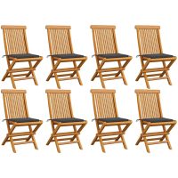 Trädgårdsstolar med antracitgråa dynor 8 st massiv teak vidaXL