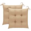 Trädgårdsstolar med beige dynor 2 st massiv teak vidaXL – miniatyr 6