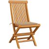 Trädgårdsstolar med beige dynor 2 st massivt teakträ vidaXL – miniatyr 2