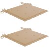 Trädgårdsstolar med beige dynor 2 st massivt teakträ vidaXL – miniatyr 6