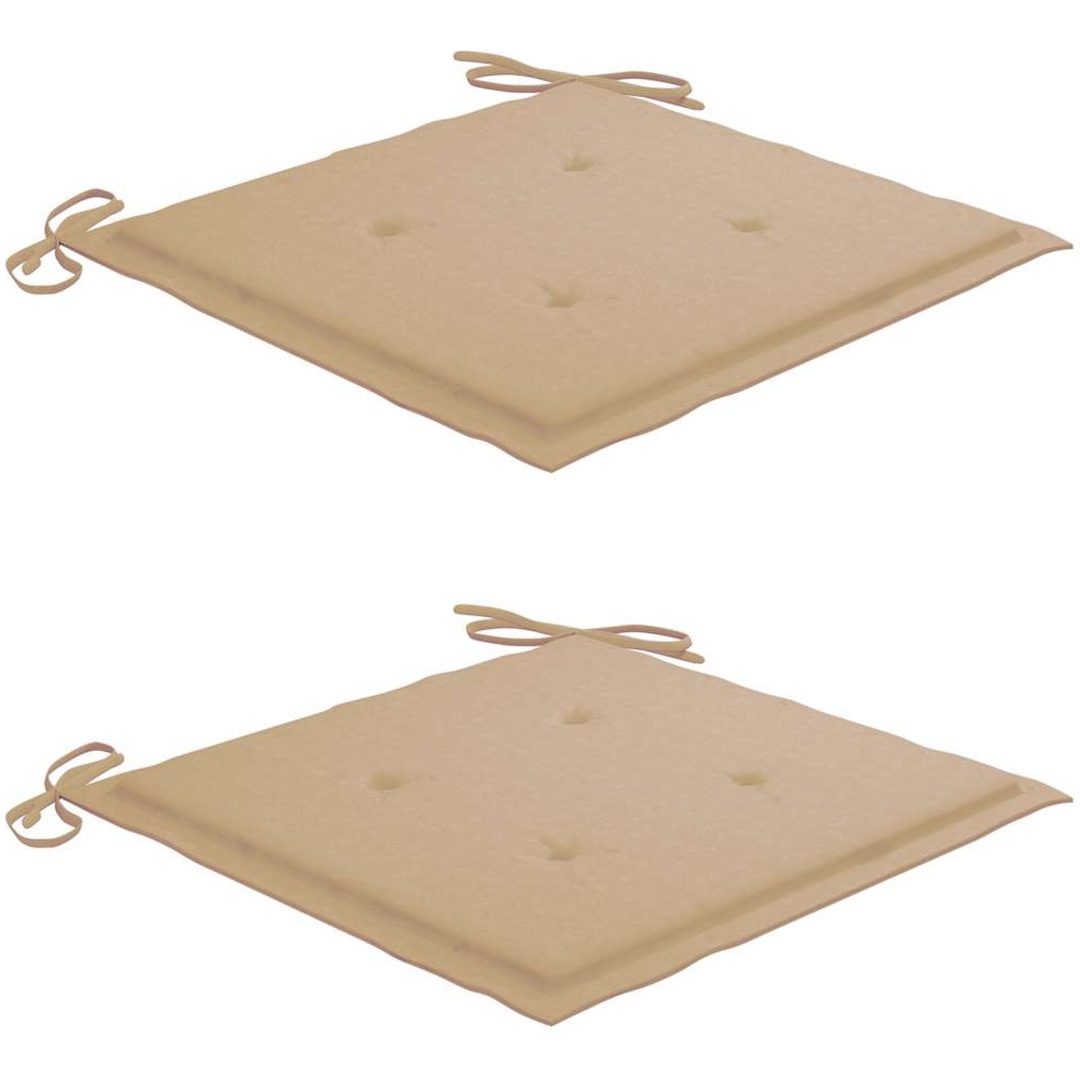 Trädgårdsstolar med beige dynor 2 st massivt teakträ vidaXL – bild 6