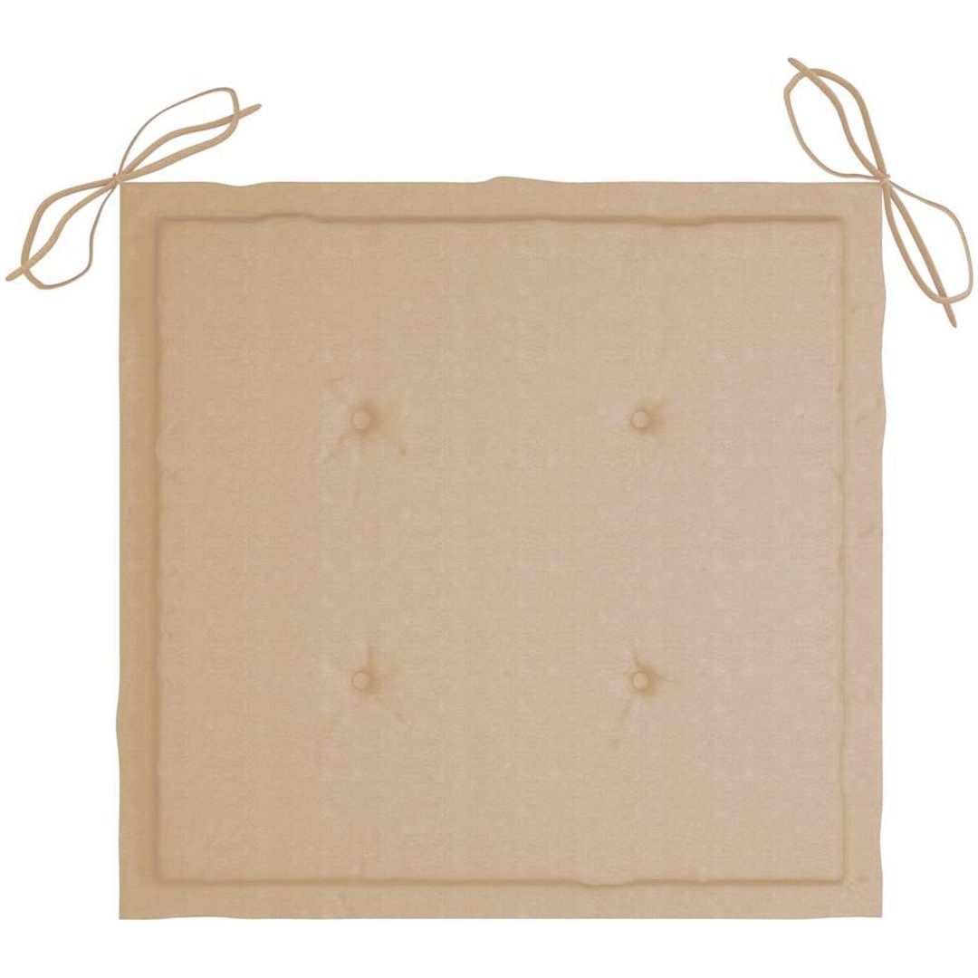 Trädgårdsstolar med beige dynor 2 st massivt teakträ vidaXL – bild 9