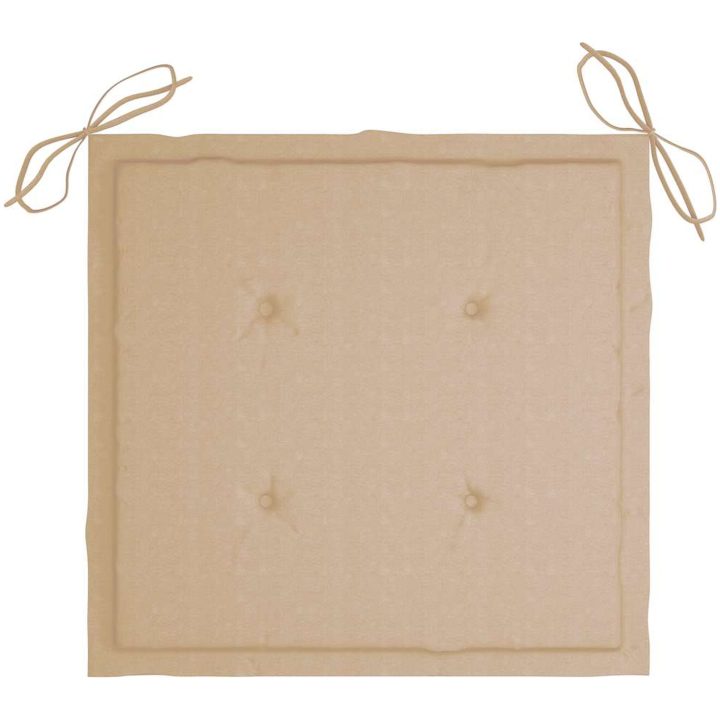 Trädgårdsstolar med beige dynor 2 st massivt teakträ vidaXL – bild 9