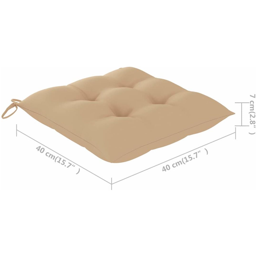Trädgårdsstolar med beige dynor 3 st massiv teak vidaXL – bild 11