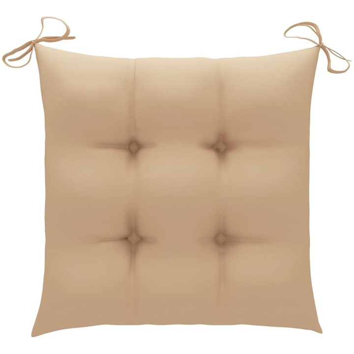 Trädgårdsstolar med beige dynor 3 st massiv teak vidaXL – bild 12