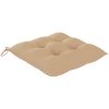 Trädgårdsstolar med beige dynor 3 st massiv teak vidaXL – miniatyr 4