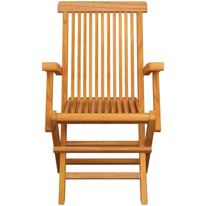 Trädgårdsstolar med beige dynor 3 st massiv teak vidaXL – bild 8