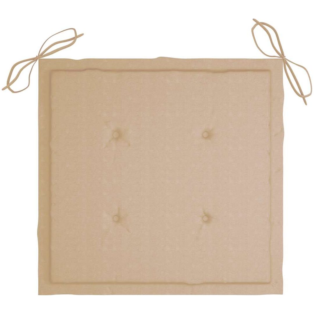 Trädgårdsstolar med beige dynor 3 st massivt teakträ vidaXL – bild 9