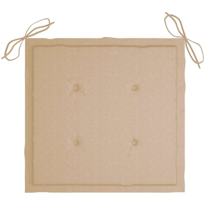 Trädgårdsstolar med beige dynor 3 st massivt teakträ vidaXL – bild 9