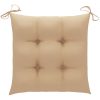 Trädgårdsstolar med beige dynor 4 st massiv teak vidaXL – miniatyr 9