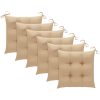Trädgårdsstolar med beige dynor 6 st massiv teak vidaXL – miniatyr 7