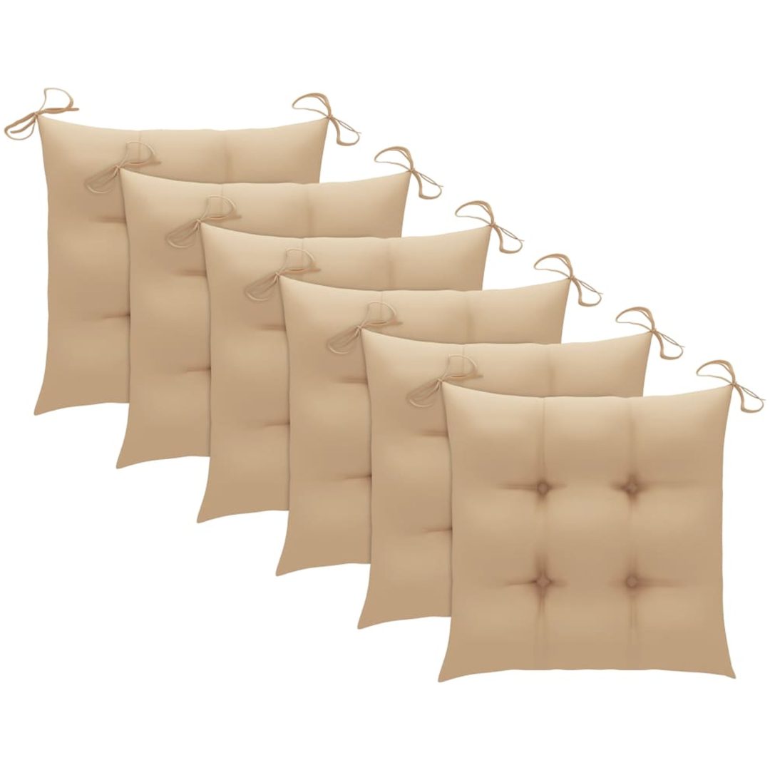 Trädgårdsstolar med beige dynor 6 st massiv teak vidaXL – bild 7
