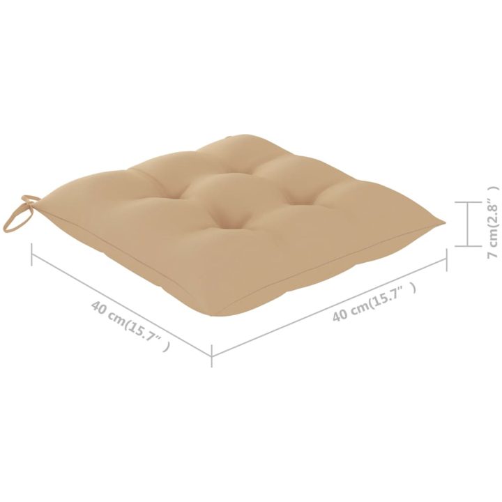 Trädgårdsstolar med beige dynor 8 st massiv teak vidaXL – bild 12
