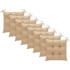 Trädgårdsstolar med beige dynor 8 st massiv teak vidaXL – miniatyr 6