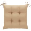 Trädgårdsstolar med beige dynor 8 st massiv teak vidaXL – miniatyr 8