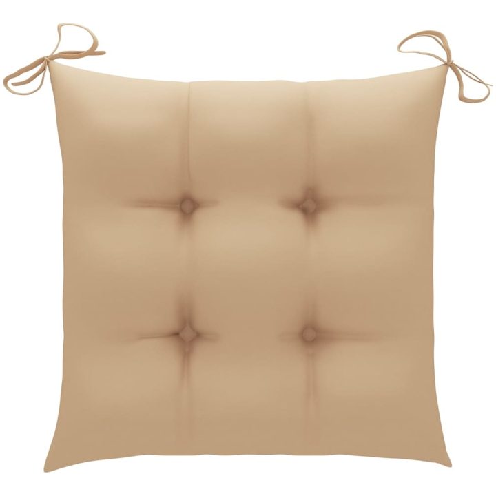 Trädgårdsstolar med beige dynor 8 st massiv teak vidaXL – bild 8