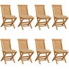 Trädgårdsstolar med beige dynor 8 st massiv teak vidaXL – miniatyr 1
