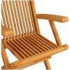 Trädgårdsstolar med blåa dynor 3 st massiv teak vidaXL – miniatyr 9